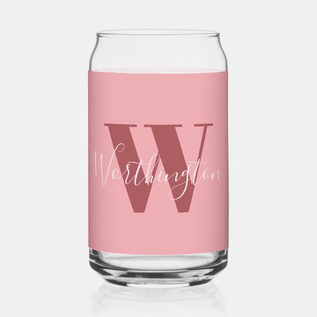 Girl Monogramm und Name Rosa rot Dosenglas (Vorderseite)