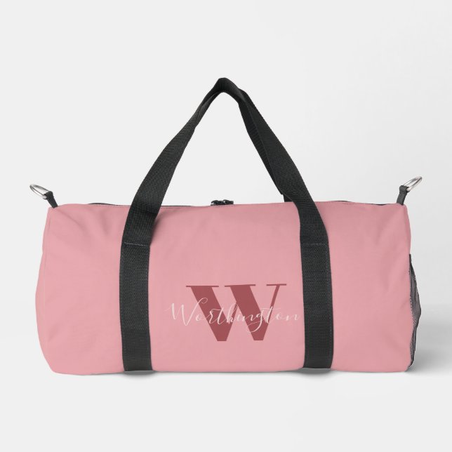 Girl Monogramm und Name Rosa rot Duffle Bag (Vorderseite)