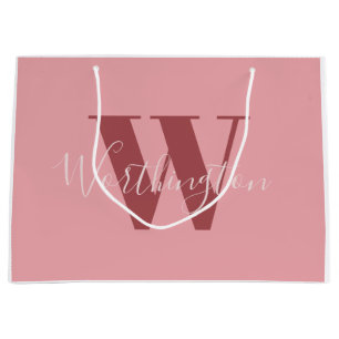 Girl Monogramm und Name Rosa rot Große Geschenktüte