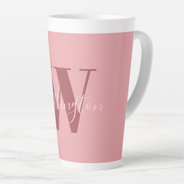 Girl Monogramm und Name Rosa rot Milchtasse (Rechte Ecke)