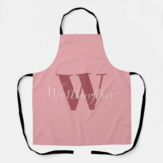 Girl Monogramm und Name Rosa rot Schürze (Vorderseite)