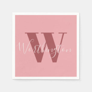 Girl Monogramm und Name Rosa rot Serviette