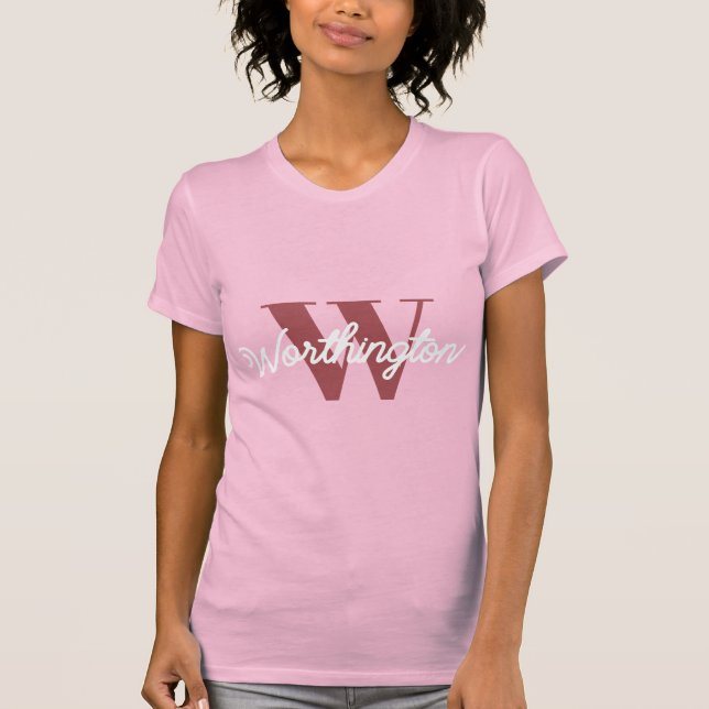 Girl Monogramm und Name Rosa rot T-Shirt (Vorderseite)