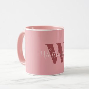 Girl Monogramm und Name Rosa rot Tasse
