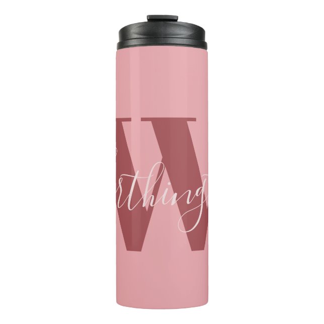 Girl Monogramm und Name Rosa rot Thermosbecher (Vorderseite)