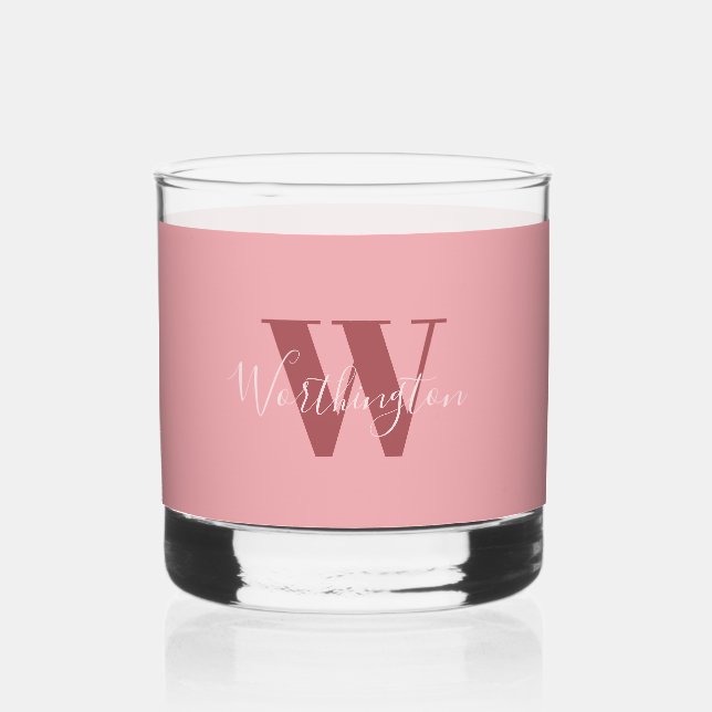 Girl Monogramm und Name Rosa rot Whiskyglas (Vorderseite)