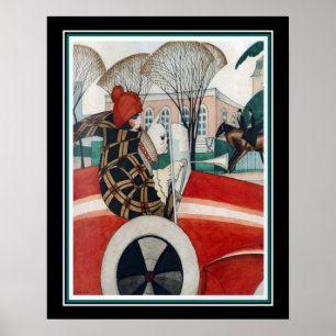 "Girl & Mops" Art Deco Poster