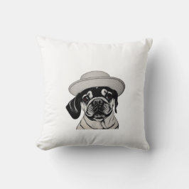 Girl-Mops mit schwarzem und weißem Kissen