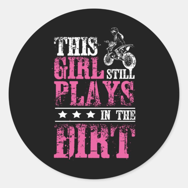 Girl Motocross Dirt Bike Runder Aufkleber (Vorderseite)