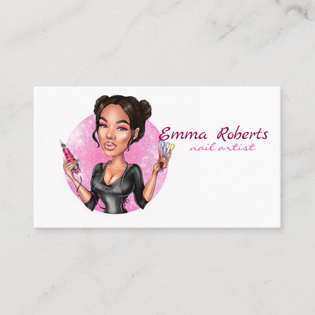 Girl Nail Artist Business Card Visitenkarte (Vorderseite)