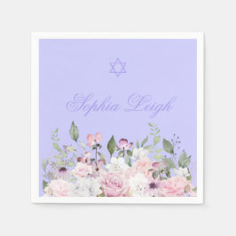 Girl Naming Jewish Lila Floral Serviette