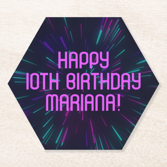 Girl Neon Lila Pink Glow Party Untersetzer (Vorderseite)