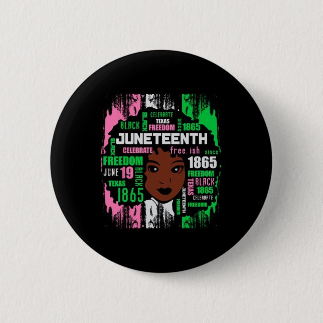 Girl Niedlich Aka Juneteenth T-Shirt Black History Button (Vorderseite)