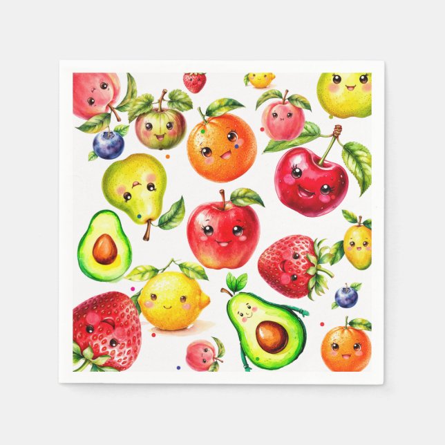 Girl Niedlich Fruit Geburtstag Serviette (Vorderseite)