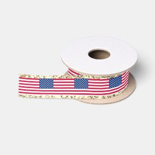 Girl Niedlich Fun Glitzer Patriotic American USA F Satinband