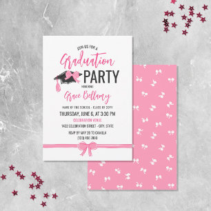 Girl Niedlich Pink Bows Abschluss Celebration Einladung