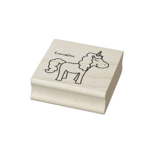 Girl-Niedliche Einhorn-Briefmarke personalisieren Gummistempel