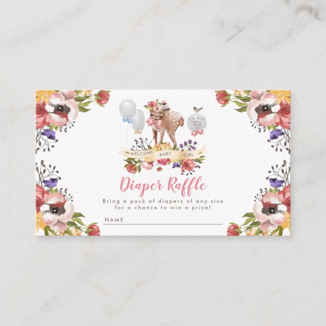 Girl Oh Deer Baby Dusche Windelwanne Begleitkarte (Vorderseite)