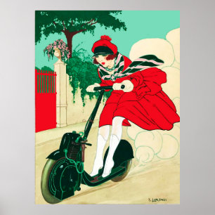 Girl on a Scooter by Alberto Fabio Lorenzi Poster