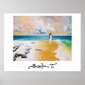 Girl on Beach Art Print Poster