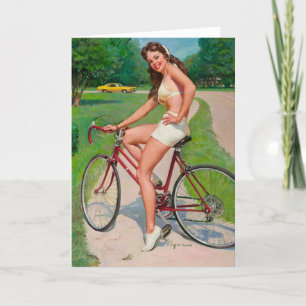 "Girl on Bicycle" Note Card Dankeskarte