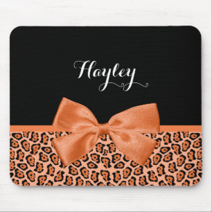 Girl Orange Black Jaguar Niedliches Band mit Namen Mousepad