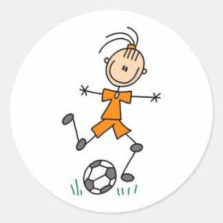 Girl Orange Soccer Uniform Runder Aufkleber
