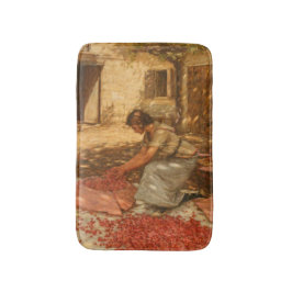 Girl Packing Cherries in der Provence (Frankreich) Badematte