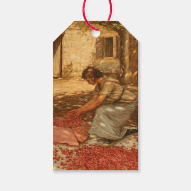 Girl Packing Cherries in der Provence (Frankreich) Geschenkanhänger (Vorderseite)