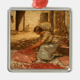 Girl Packing Cherries in der Provence (Frankreich) Ornament Aus Metall