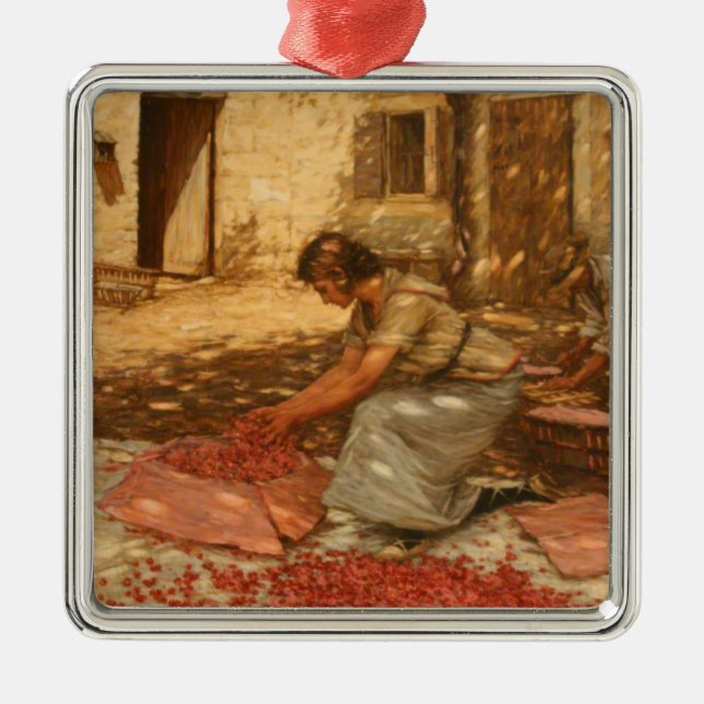 Girl Packing Cherries in der Provence (Frankreich) Ornament Aus Metall (Vorne)
