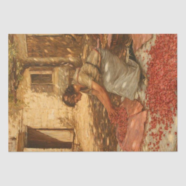 Girl Packing Cherries in der Provence (Frankreich) Seidenpapier (Vorderseite)