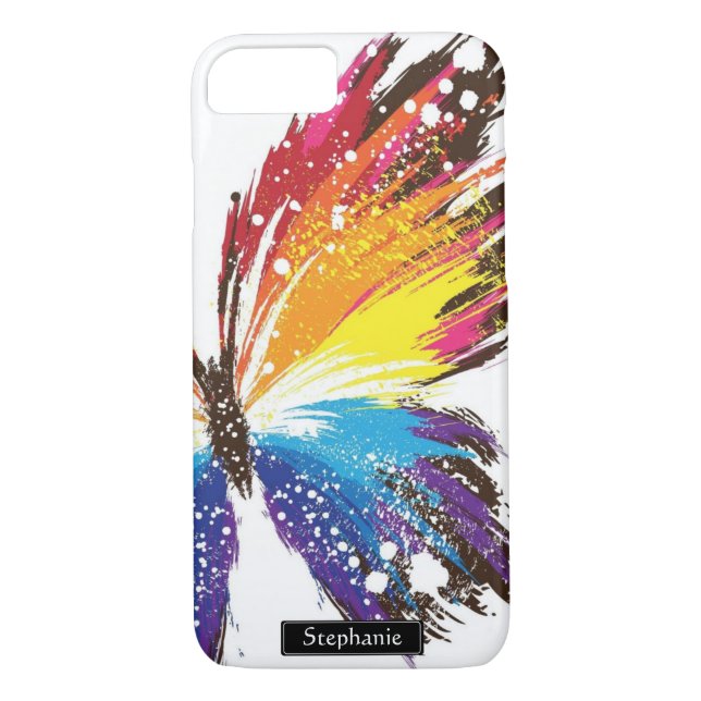 Girl Paint Splashed Realistisches Butterfly Monogr Case-Mate iPhone Hülle (Rückseite)