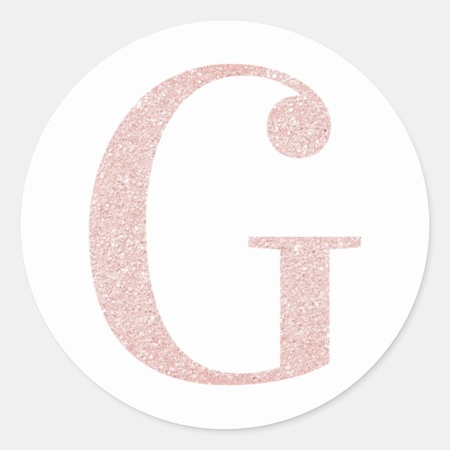 Girl Pale Rose Gold Glitzer Monogram G Runder Aufkleber (Vorderseite)