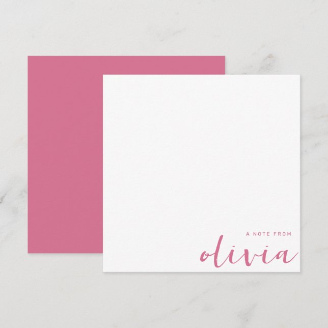 Girl Pale Violet Red Monogram Script Mitteilungskarte (Vorne/Hinten)