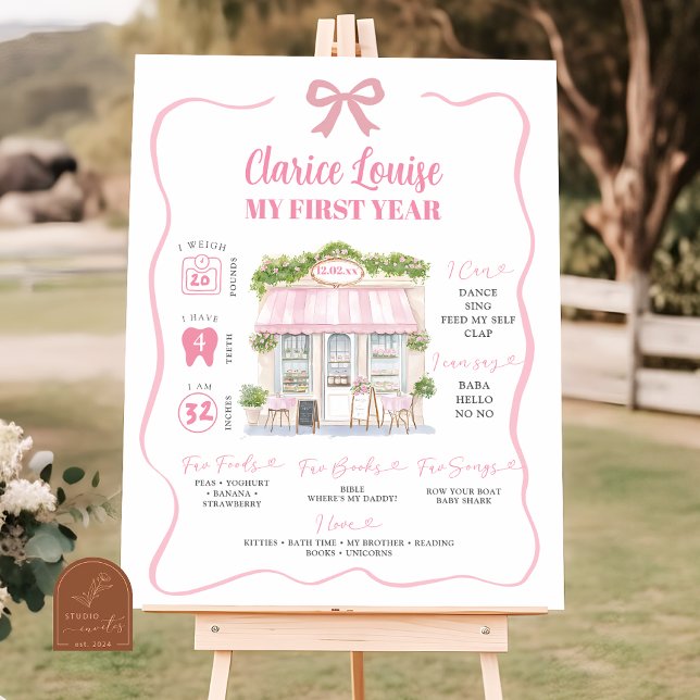 Girl Paris Coquette First Birthday Sign Poster (Von Creator hochgeladen)