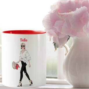 Girl Paris Fashion Personalisierter Kaffee Zweifarbige Tasse