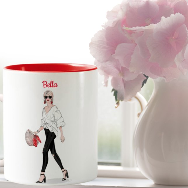 Girl Paris Fashion Personalisierter Kaffee Zweifarbige Tasse (Von Creator hochgeladen)