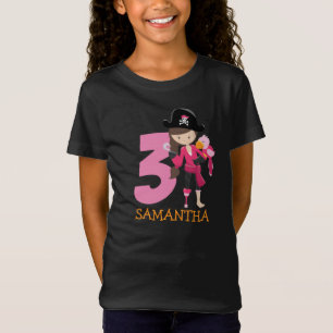Girl Parrot 3. Geburtstag Party Pirate T - Shirt