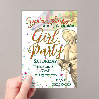 Girl Party Acrylic Invitation Acryleinladungen