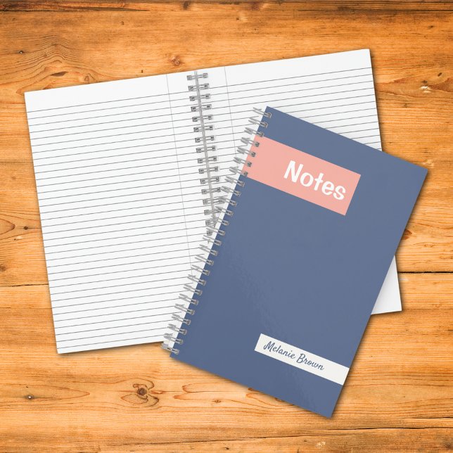 Girl Pastel Blue Pink Mit Monogramm Hinweise für d Notizbuch (Von Creator hochgeladen)