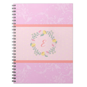 Girl Pastel Pink und Lavender Floral Monogramm Notizblock