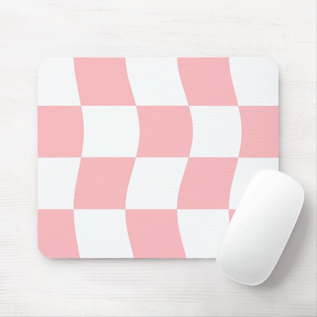 Girl Pastel Pink White Wavy Karton Muster Mousepad (Mit Mouse)