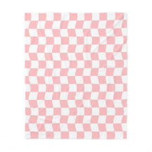 Girl Pastel Pink White Wavy Schachbrett Muster