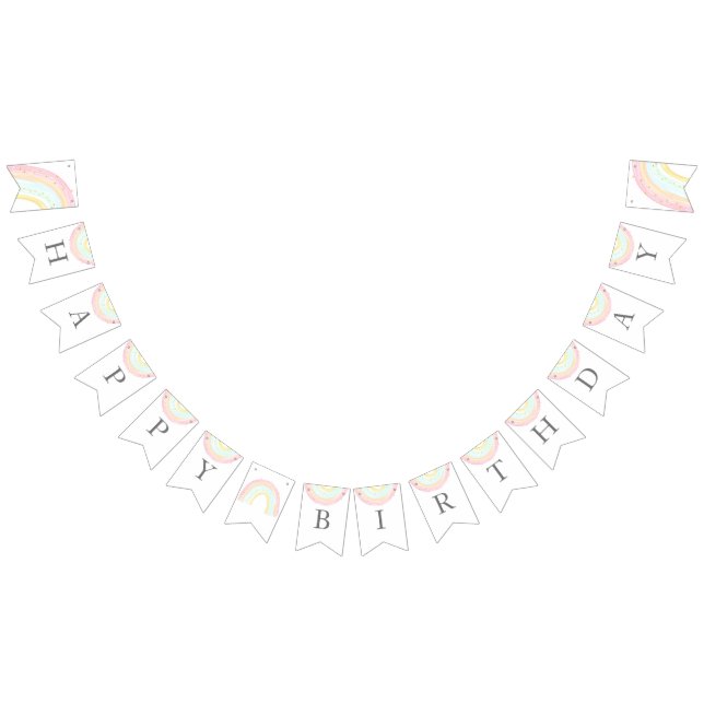 Girl Pastel Rainbow Birthday Party Banner (Alle)