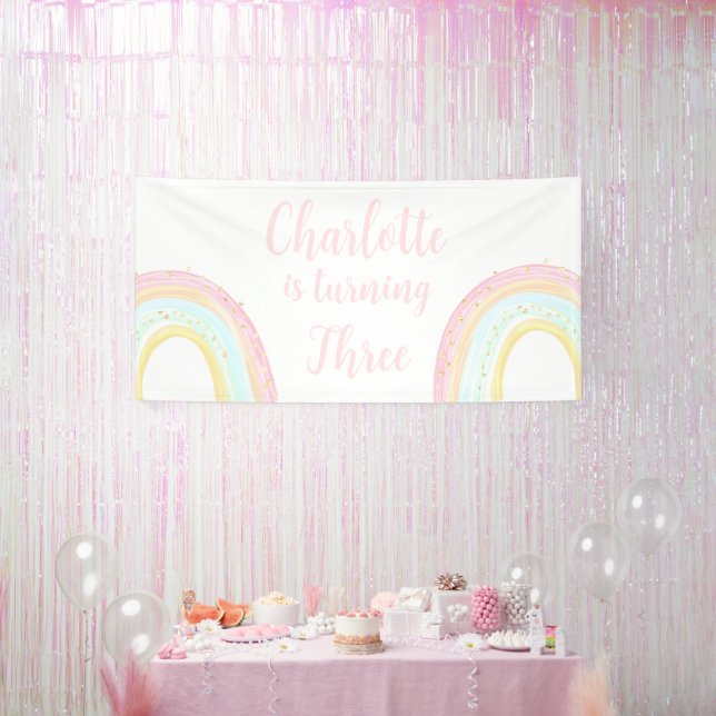 Girl Pastel Rainbow Geburtstagsparty Banner (Party)
