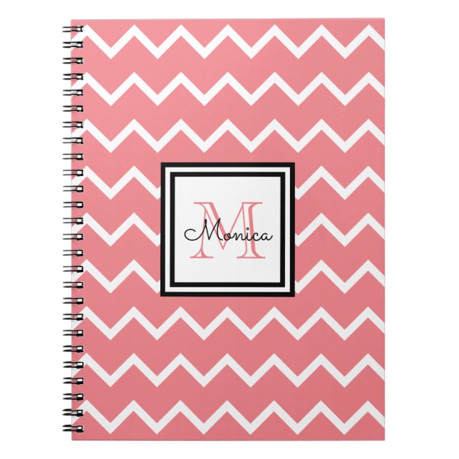 Girl Pastel Red Name Monogram Zickzack Notizblock (Vorderseite)