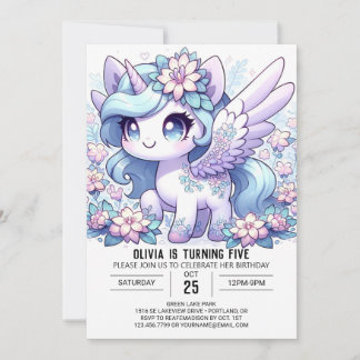 Girl Pastel Unicorn Einladung