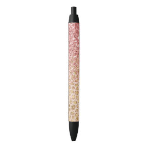 Girl Peach Gold Leopard Print Pink Glitzer Glitzy Kugelschreiber