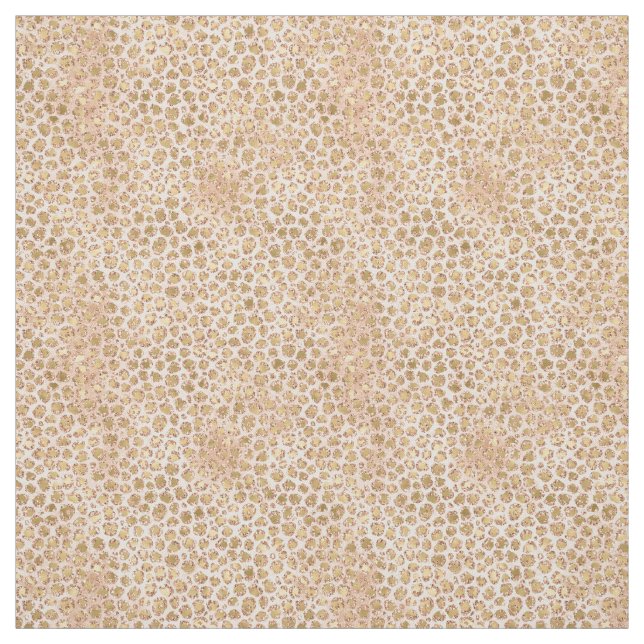 Girl Peach Pink Gold Glam Leopard Print Stoff (Muster)